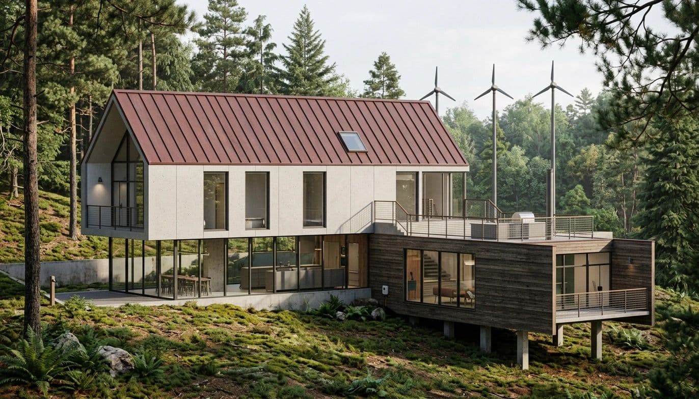 Rendered forest house